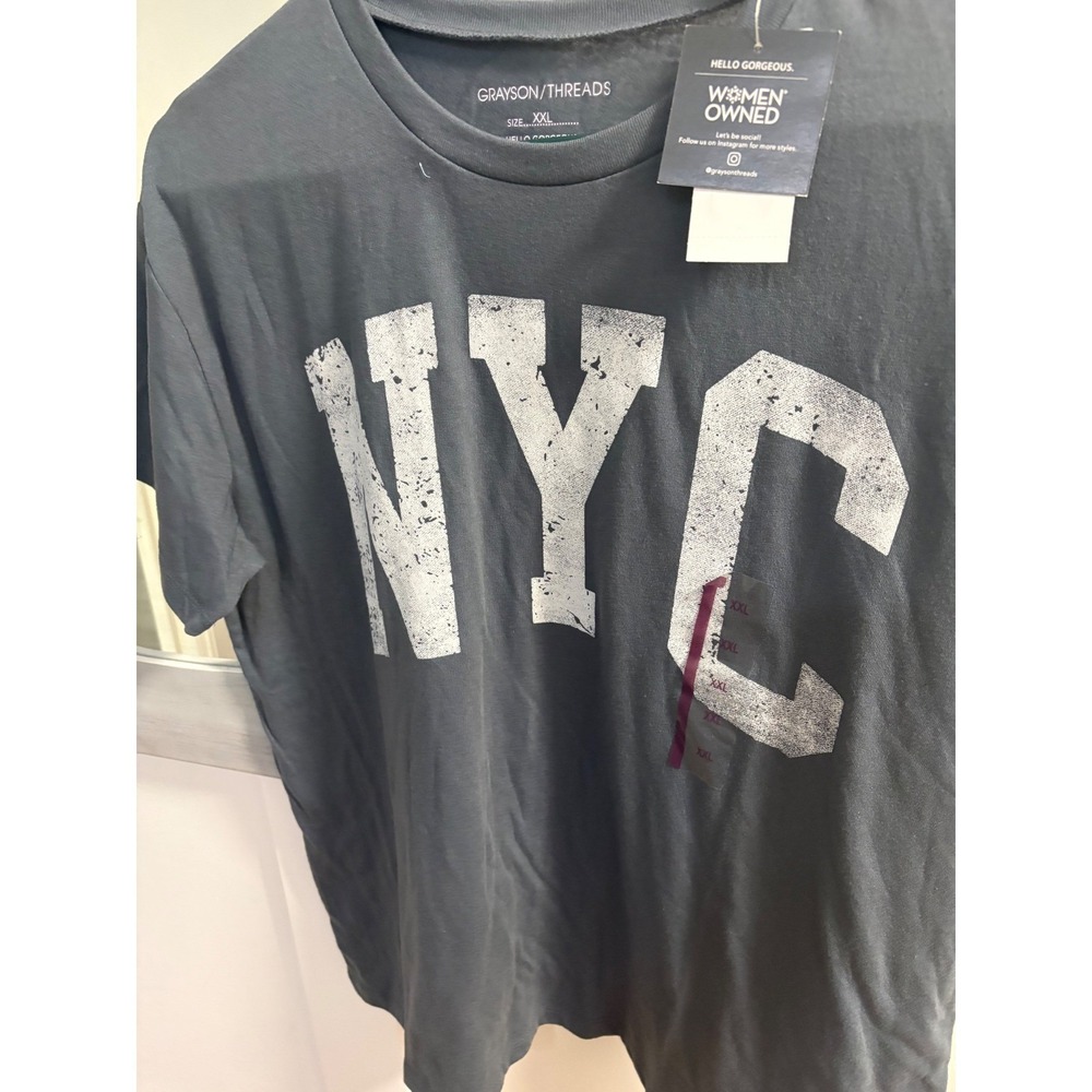 Grayson Threads Womens XXL NYC Graphic Tee Charcoal Gray Short Sleeve TShirt NWT